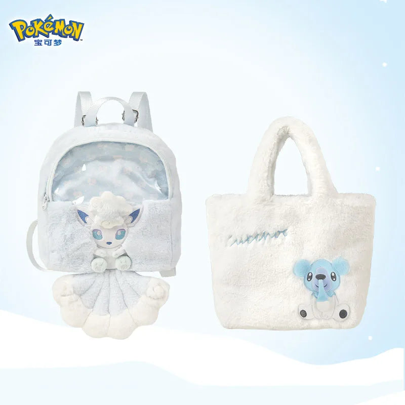 Original PokéMon Snow Realm Illusion Series Plush Ear-Muff Backpack Spheal Snom Ornament Toy New Year Birthday Valentine'S Gift
