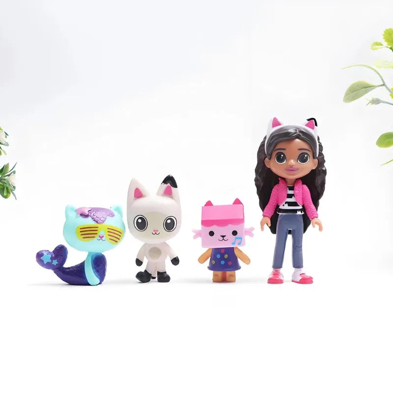13pcs Gabby Dollhouse Anime Figure Toy Smiling Car Cat Hug Gaby Girl Dolls Mercat Cartoon Action Figure Kids Xmas Birthday Gifts