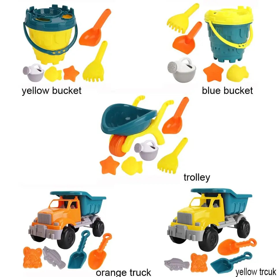 Sand Kit Outdoor Game Parent-Children Interactive Shovel Rake Mold Beach Castle Bucket Sand Toys Set Truck Trolley