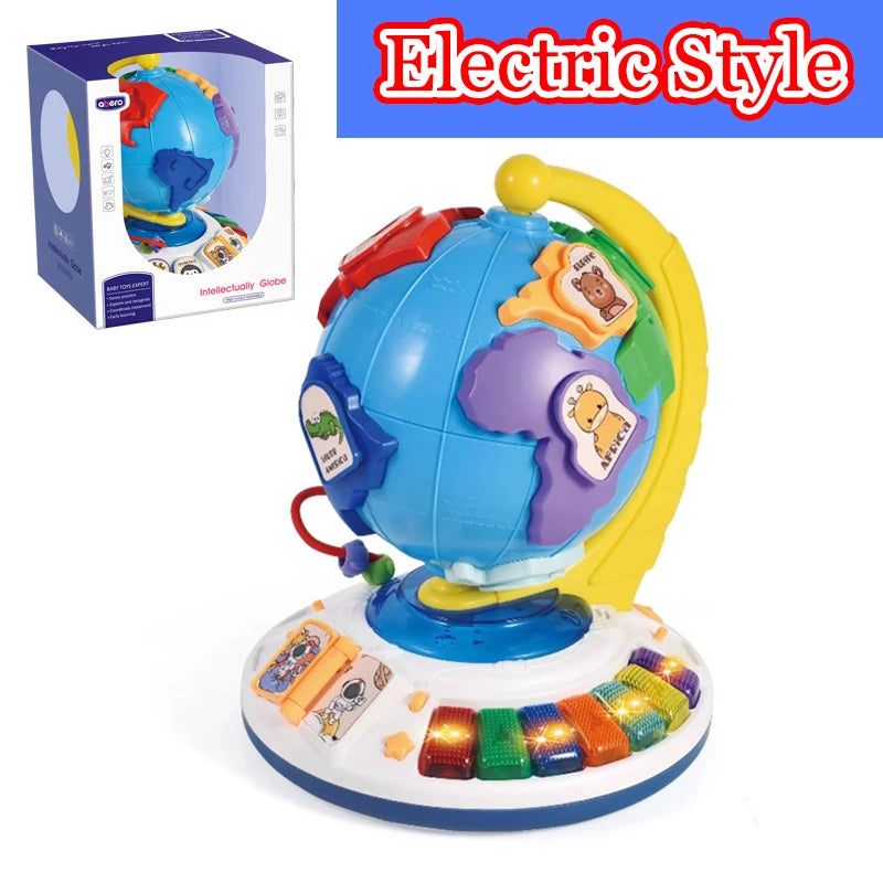 Montessori Globe Piano Music Instruments Educational Toys Storytelling World Animal Puzzles Matching Game Children Learning Toys