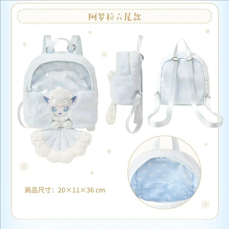 Original PokéMon Snow Realm Illusion Series Plush Ear-Muff Backpack Spheal Snom Ornament Toy New Year Birthday Valentine'S Gift