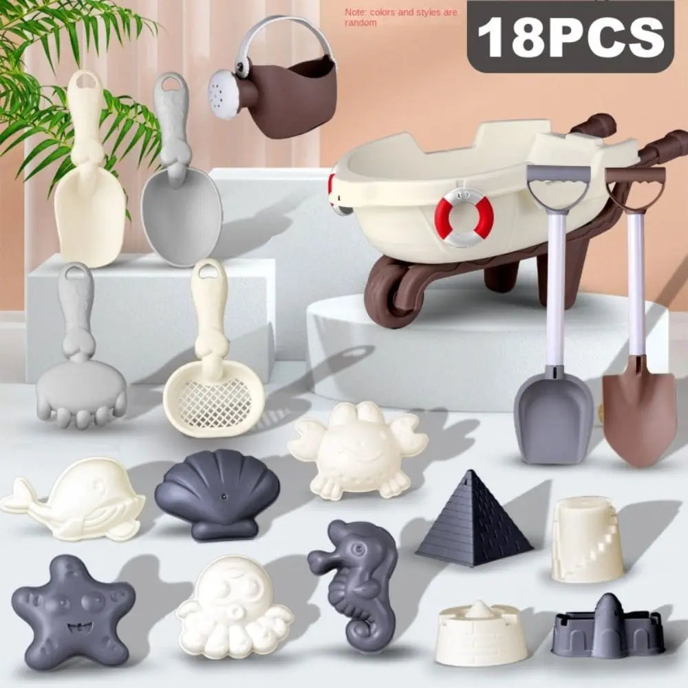 1 Set Portable Beach Sand Play Toys Cartoon Lightweight Beach Play Toys Funny Morandi color Beach Bucket Toys Children