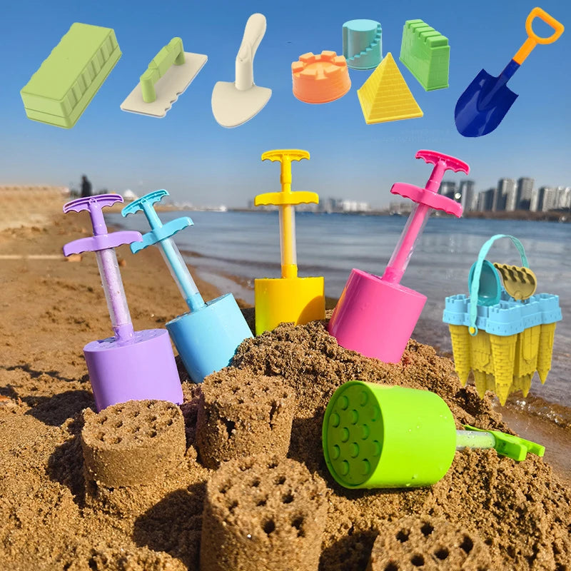 Kids Water Play Beach Toys Sandbox Mold Set Shovel Castle Building Wall Honeycomb Briquette Mold Summer Outdoor Sand Play Game