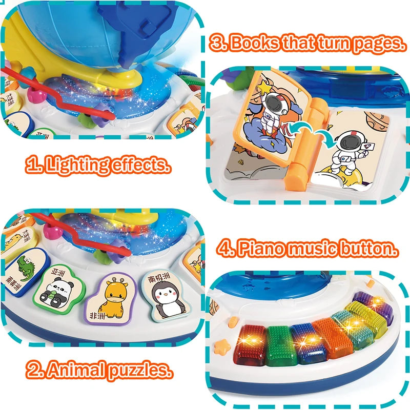 Montessori Globe Piano Music Instruments Educational Toys Storytelling World Animal Puzzles Matching Game Children Learning Toys