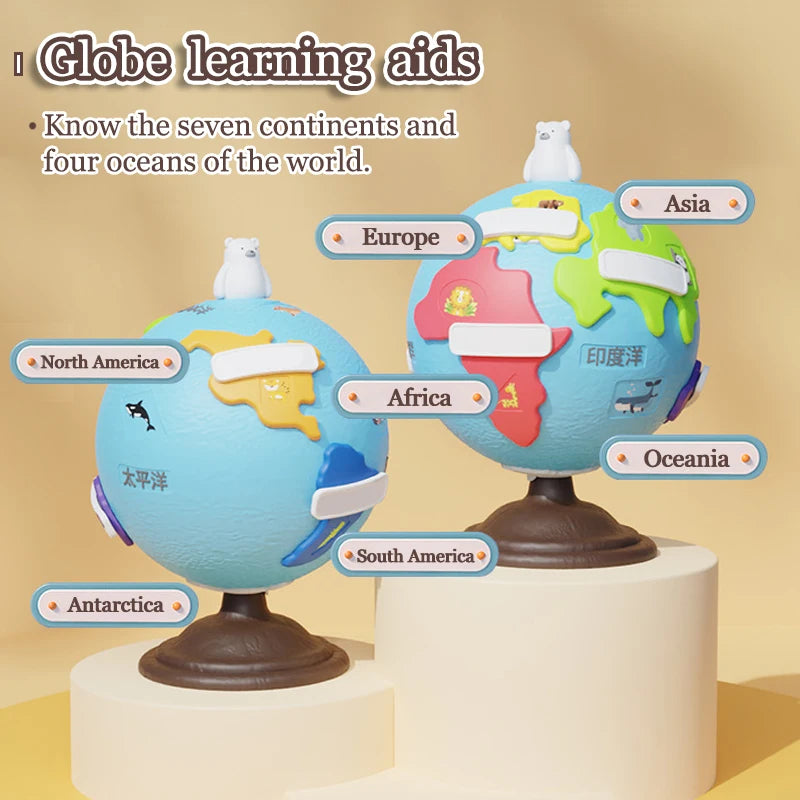 Montessori Globe Piano Music Instruments Educational Toys Storytelling World Animal Puzzles Matching Game Children Learning Toys