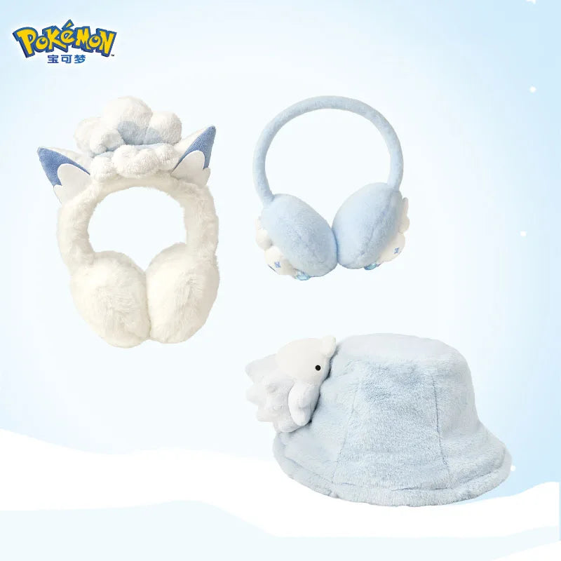 Original PokéMon Snow Realm Illusion Series Plush Ear-Muff Backpack Spheal Snom Ornament Toy New Year Birthday Valentine'S Gift