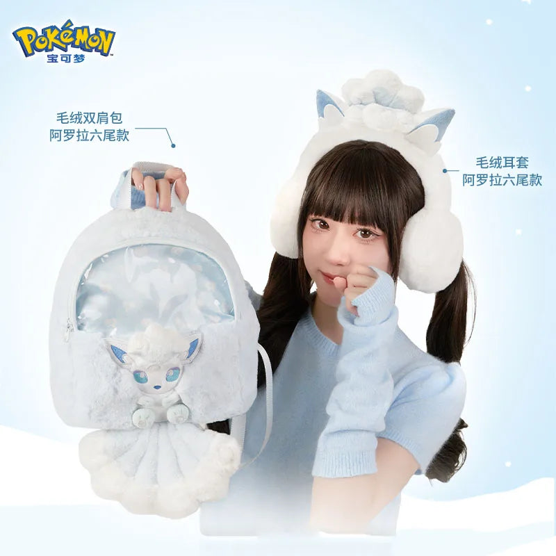 Original PokéMon Snow Realm Illusion Series Plush Ear-Muff Backpack Spheal Snom Ornament Toy New Year Birthday Valentine'S Gift