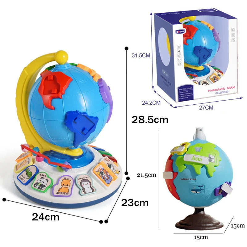 Montessori Globe Piano Music Instruments Educational Toys Storytelling World Animal Puzzles Matching Game Children Learning Toys